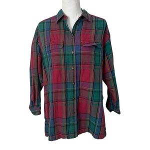 Liz Wear Vintage Button-Down Plaid Shirt